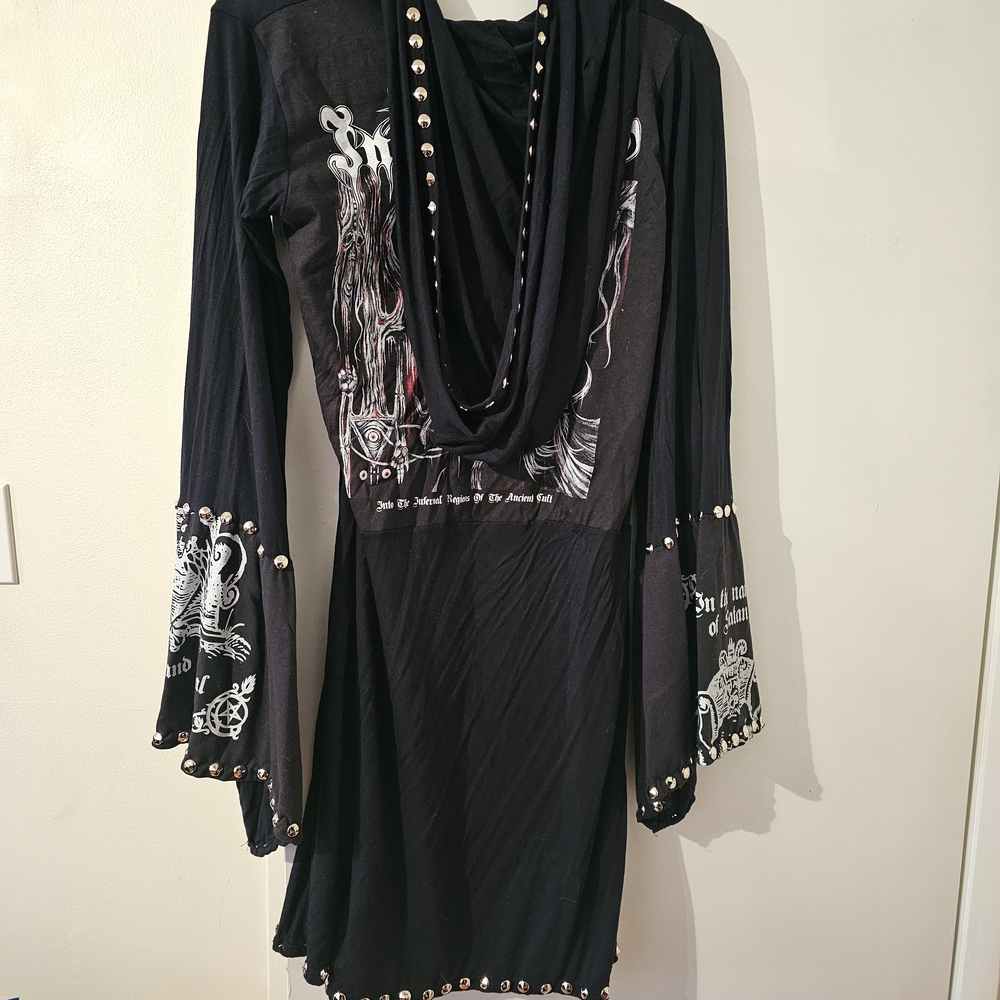 Inquisition Long Studded Hooded Drape Jacket